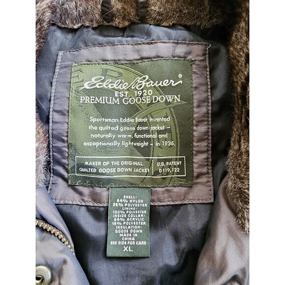 Eddie Bauer Goose Down Vest Brown Faux Fur Collar Women’s Size Medium - Picture 5 of 10